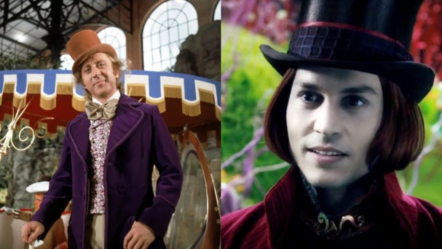 Gene Wilder and Johnny Depp as Willy Wonka