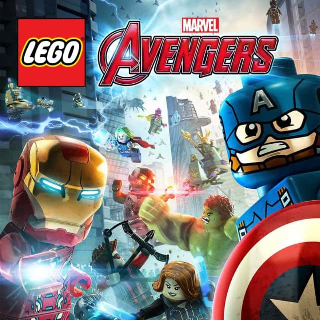 Lego Marvel Avengers game promotional graphic group