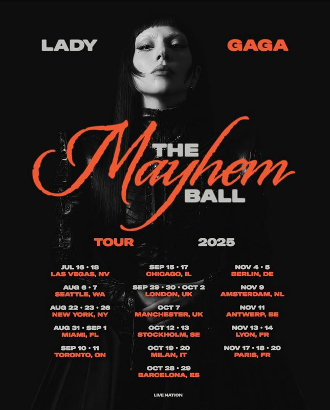 Lady Gaga The Mayhem Ball Tour dates