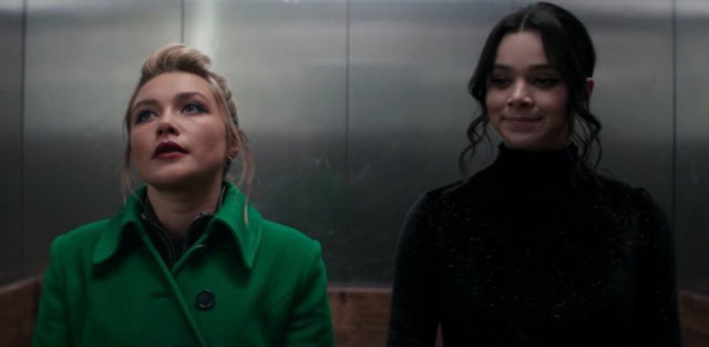 Yelena and Kate in an elevator in Hawkeye season 1
