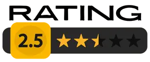 2.5 stars out of 5 rating for a review of a movie, tv show, game or book