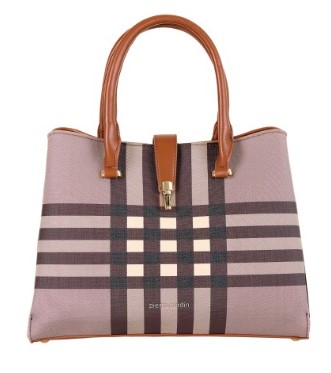 Τσάντα καρό καφέ Pierre Cardin 33X23X10