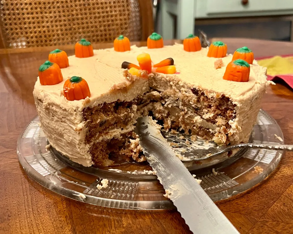 apple cake with caramel icing