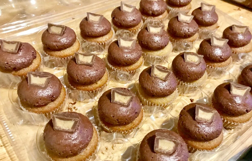Peanut butter cupcakes with chocolate frosting