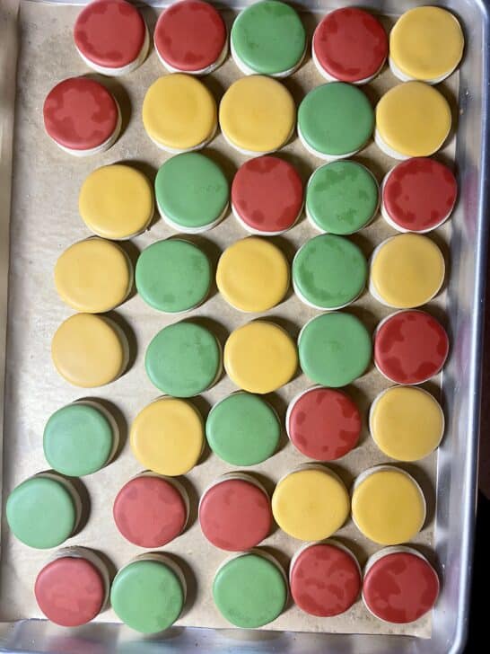 example of butter bleed spots on royal icing