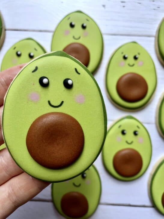 royal icing cookie with a crater 