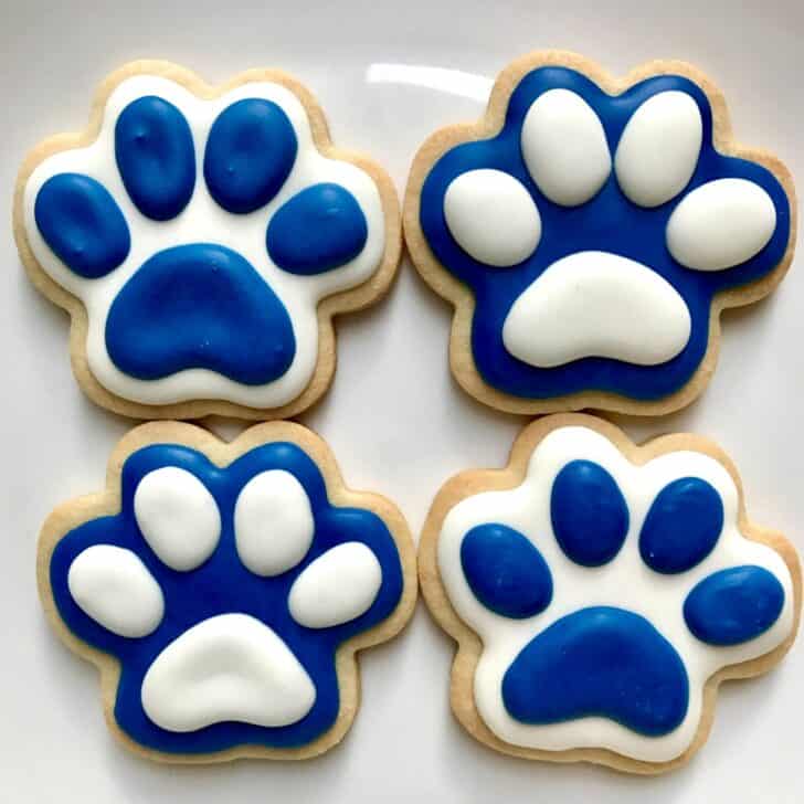 royal icing cookie with a crater 