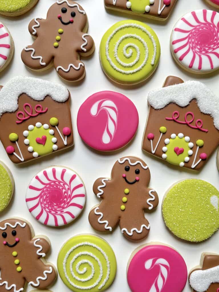 photo of gingerbread cookies with perfect royal icing consistency not too thick or too thin