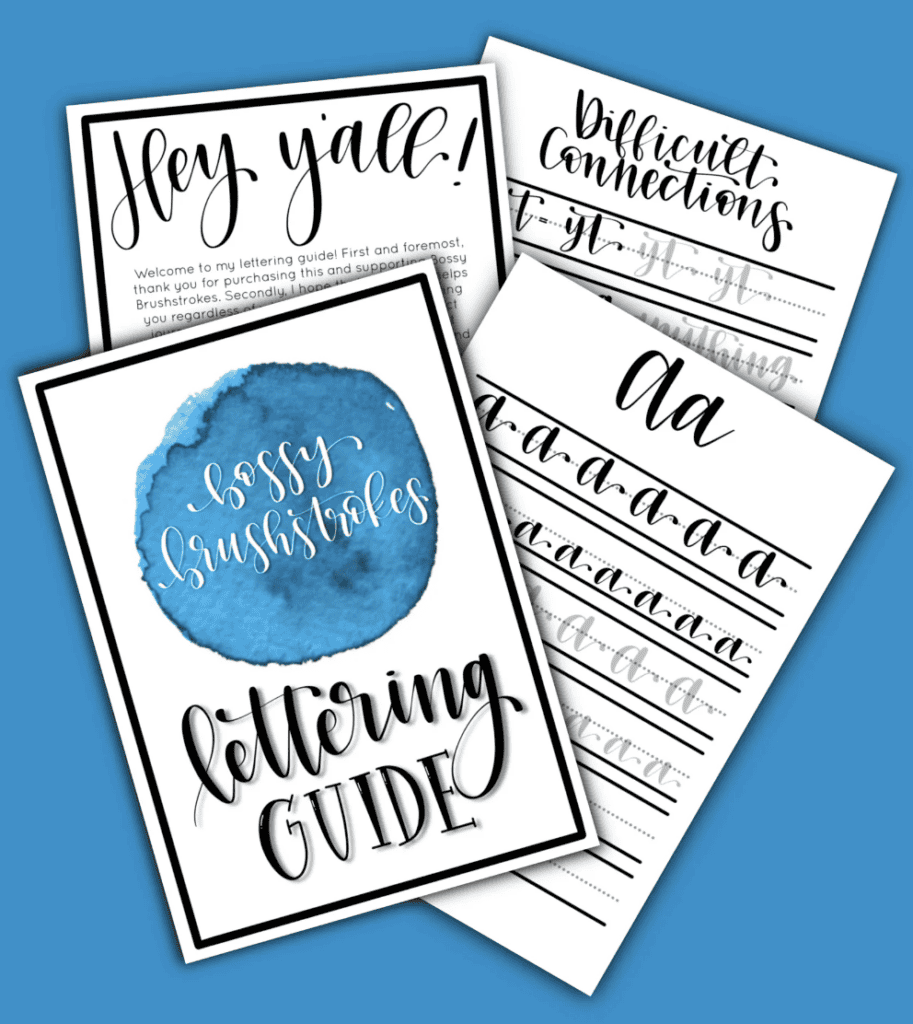bossy brushtrokes lettering guide 
