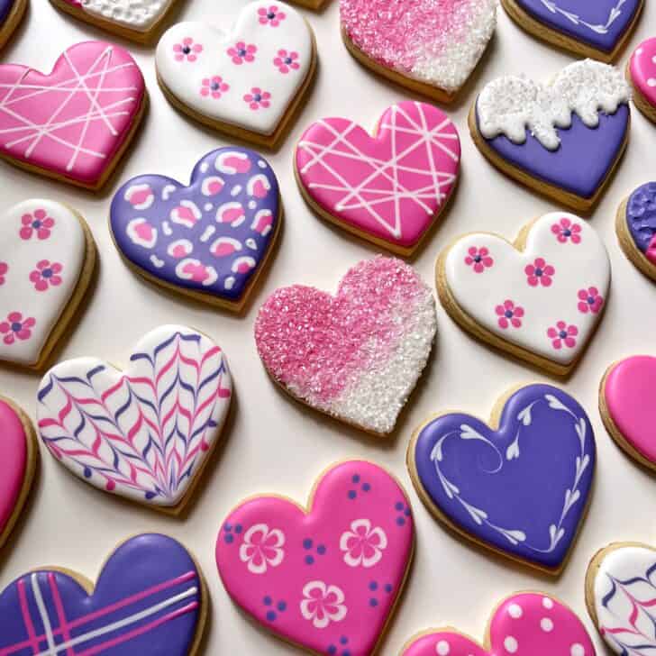 easy heart cookies decorated with royal icing 