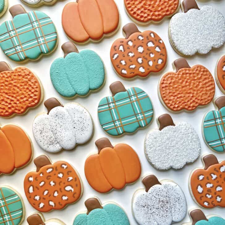 Easy Pumpkin Decorated Cookies with royal icing