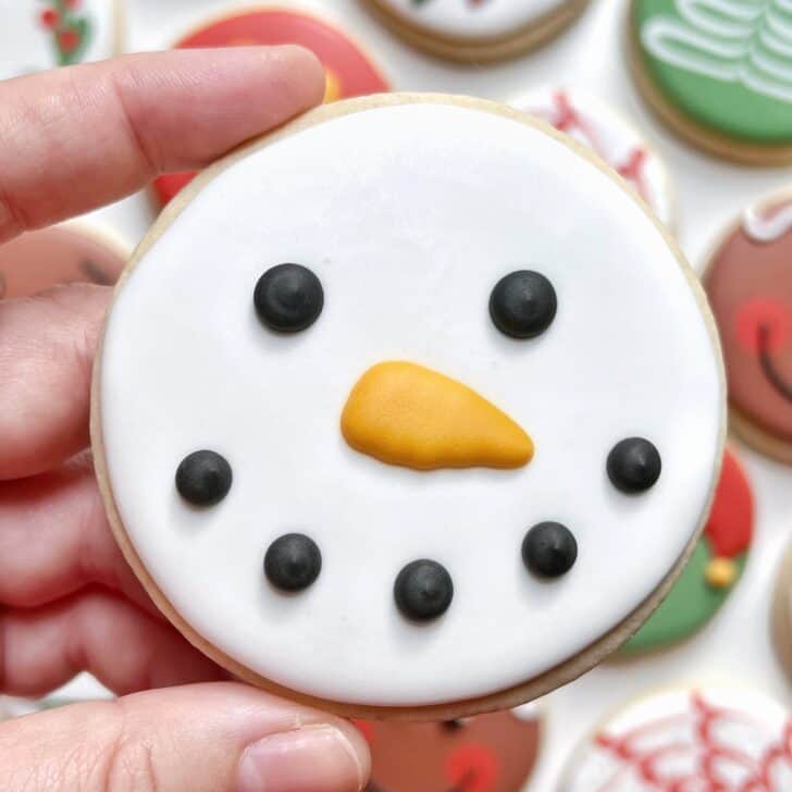snowman Cookies decorated with royal icing