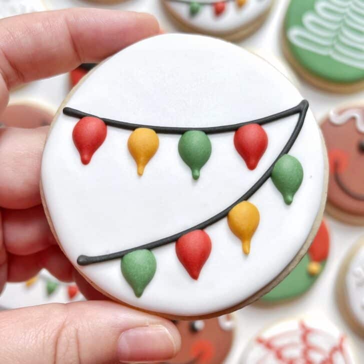 christmas lights Cookies decorated with royal icing