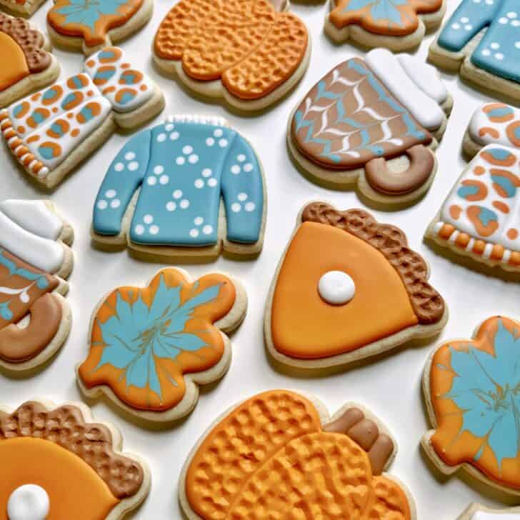 fall sugar cookies decorated with royal icing