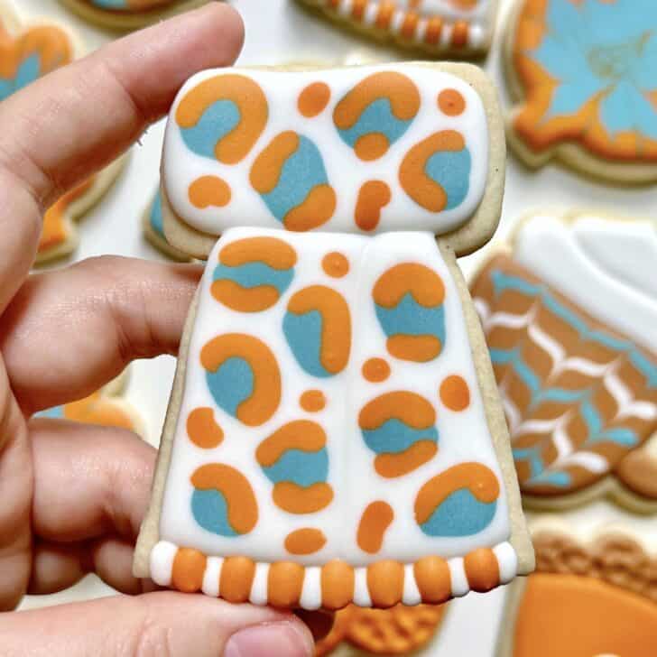 scarf cookies decorated with royal icing