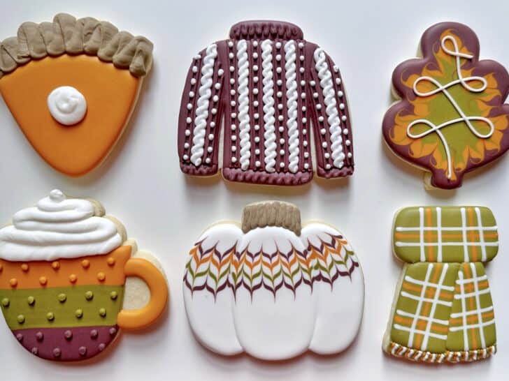 fall decorated cookies with royal icing