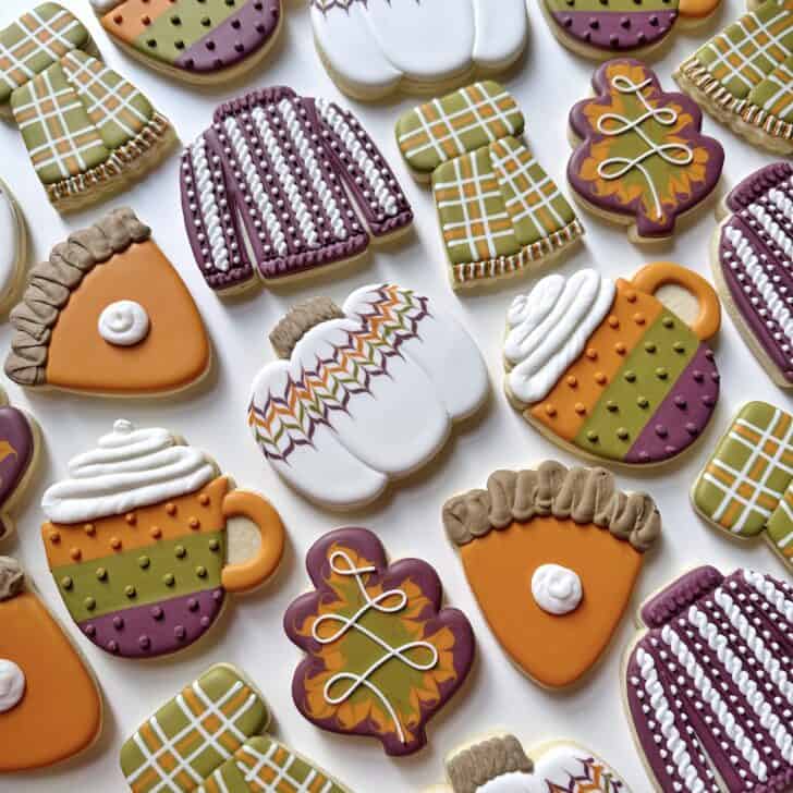 fall decorated cookies with royal icing