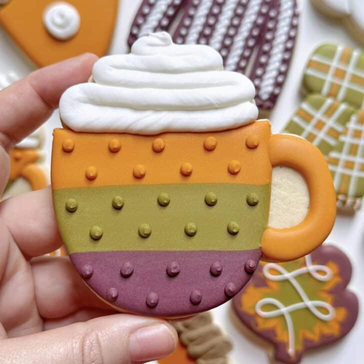mug cookies decorated with royal icing 
