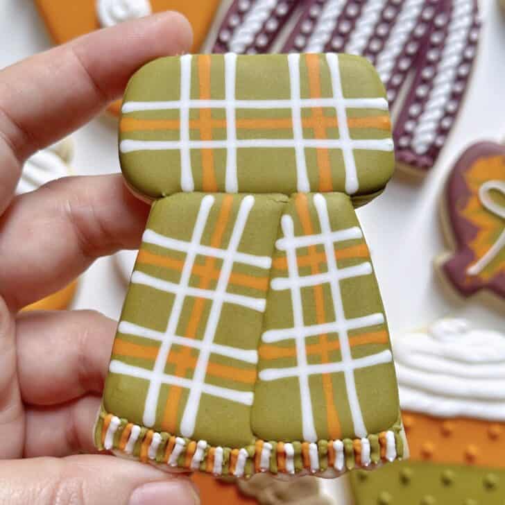 scarf cookies decorated with royal icing 