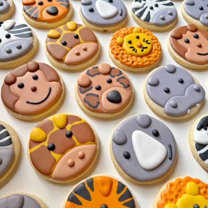 Safari Animal Cookies decorated with royal icing