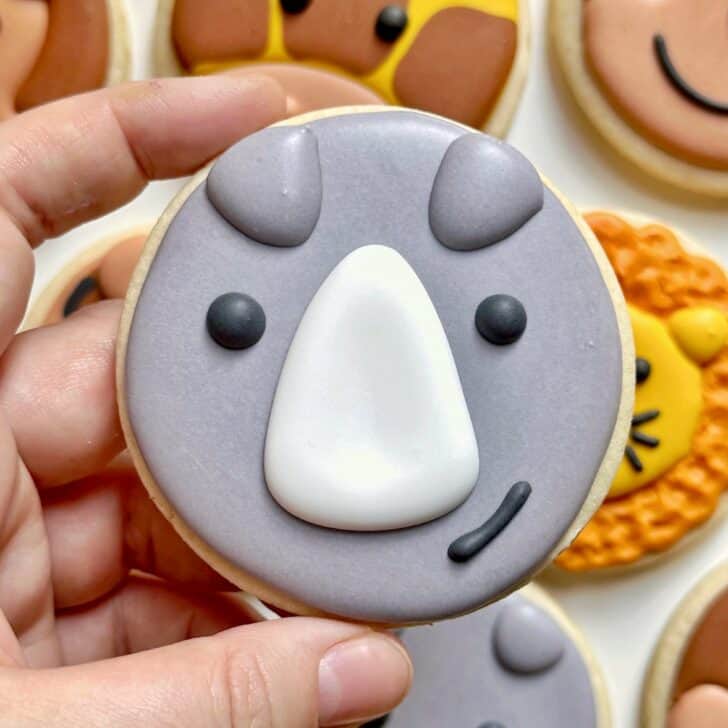 rhino Cookies decorated with royal icing