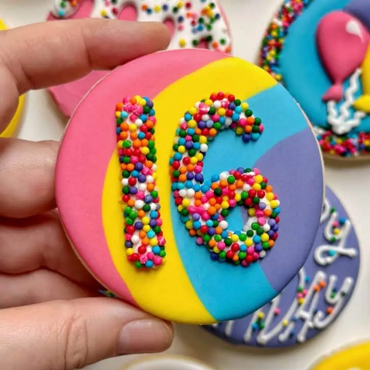 age cookies decorated with royal icing