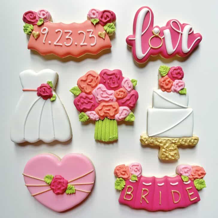 bridal shower cookies decorated with royal icing