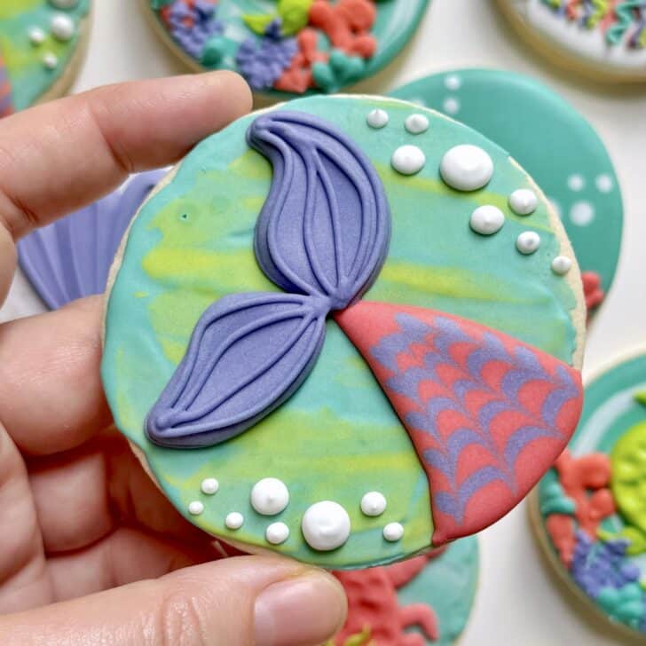 mermaid Cookies decorated with royal icing