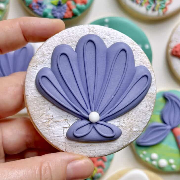 shell Cookies decorated with royal icing