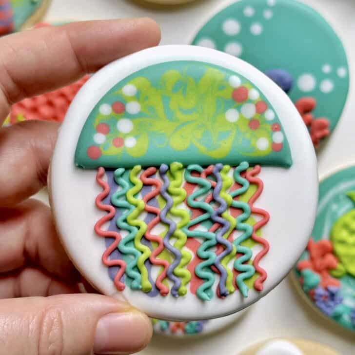 jellyfish Cookies decorated with royal icing