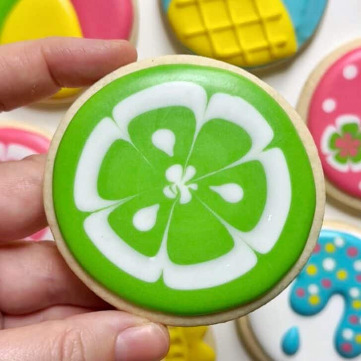 lime Cookies decorated with royal icing