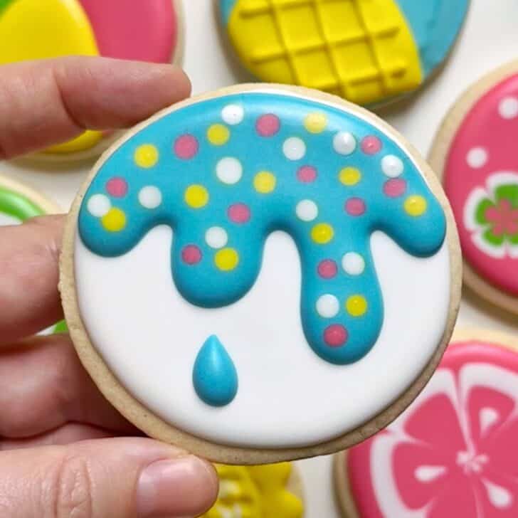 ice cream drip Cookies decorated with royal icing