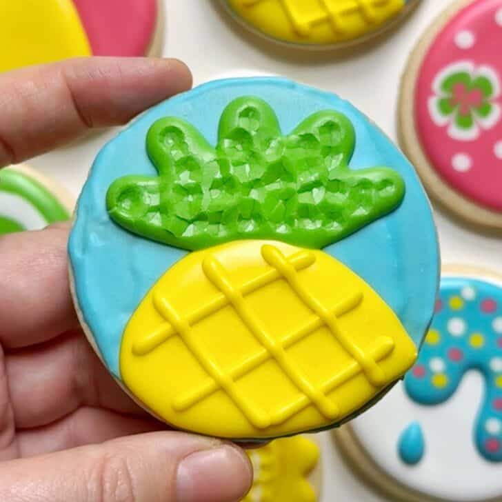pineapple Cookies decorated with royal icing