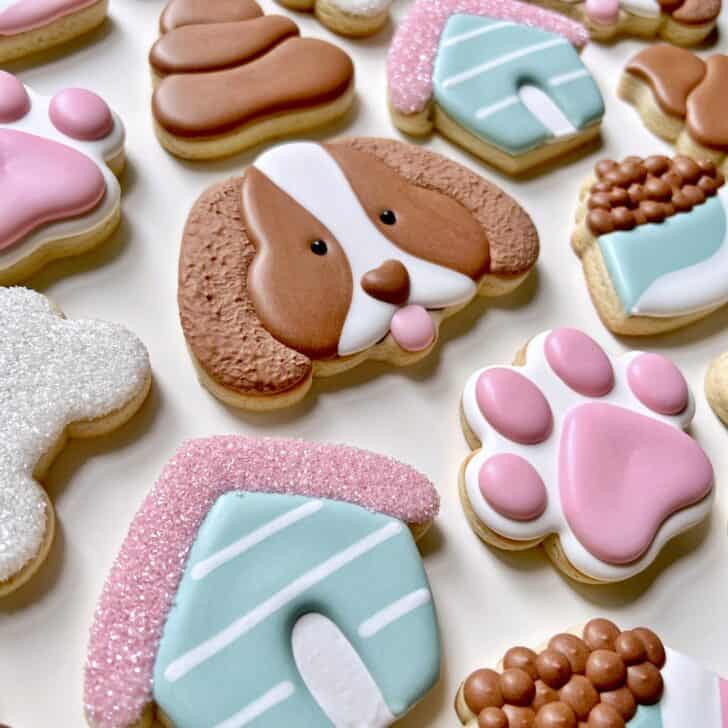 Dog Sugar Cookies decorated with royal icing