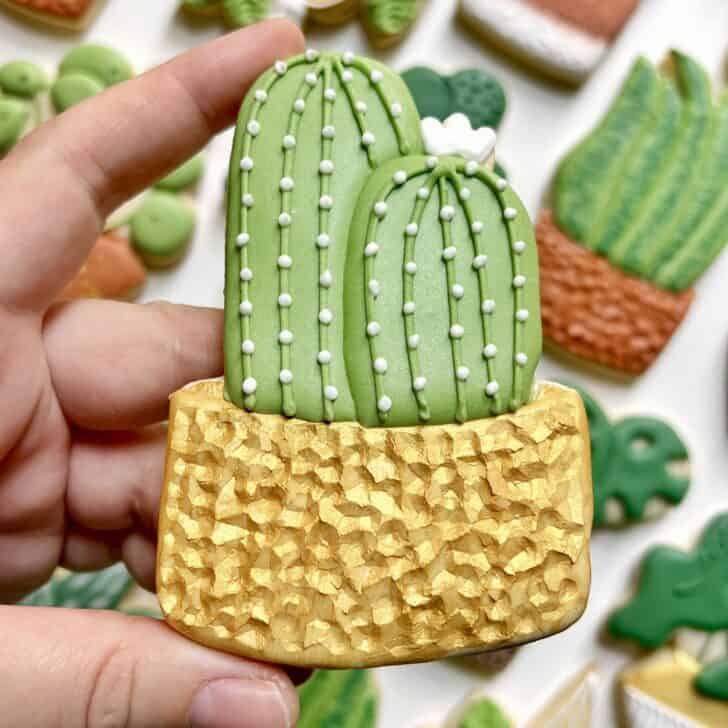 cactus Cookies decorated with royal icing