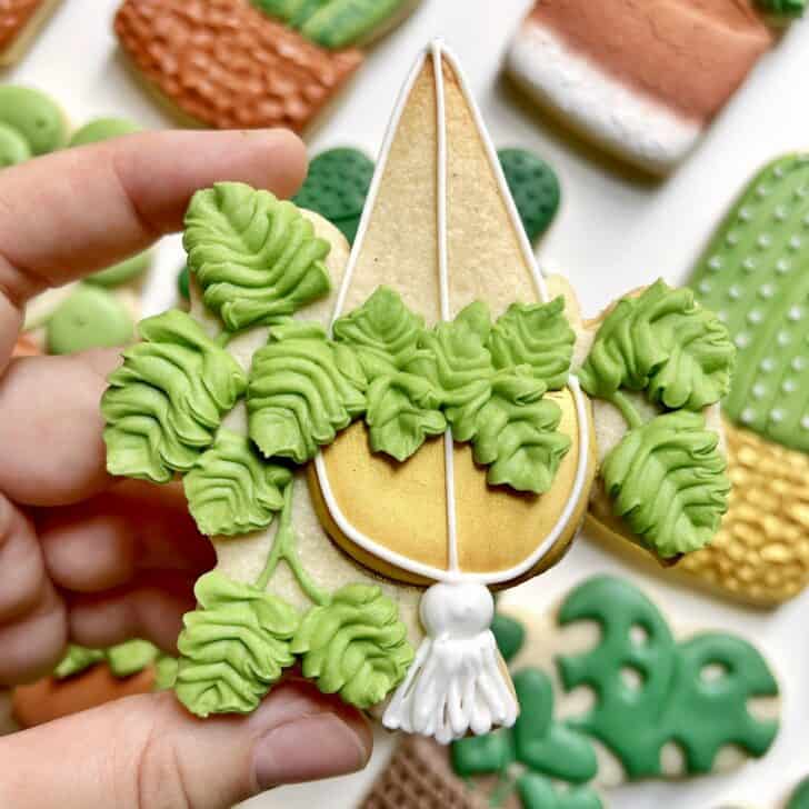 pothos Cookies decorated with royal icing