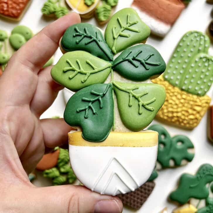 fiddle leaf fern Cookies decorated with royal icing