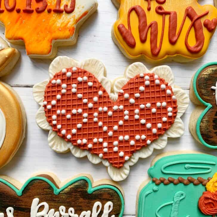 lace heart cookies decorated with royal icing
