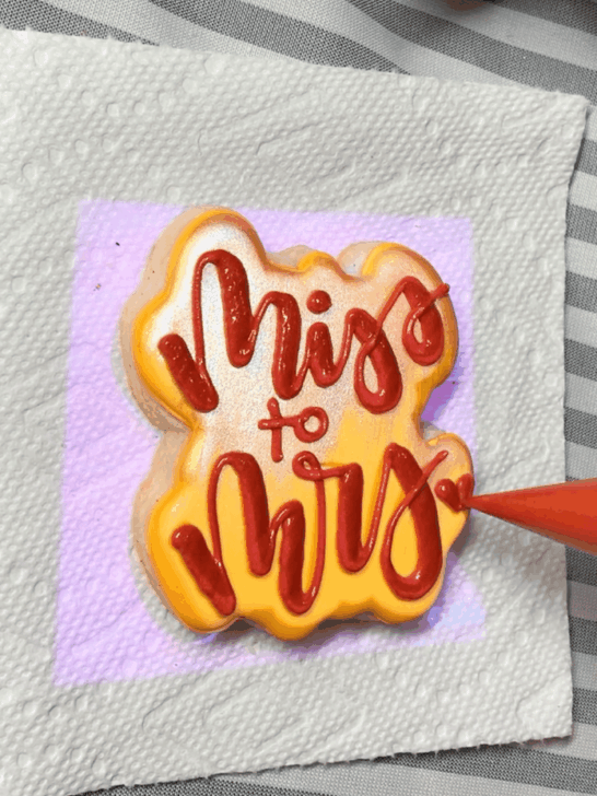 how to decorate miss to mrs cookies with royal icing 