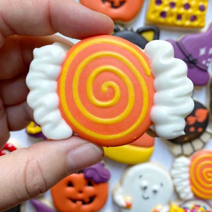 candy cookie decorated with royal icing