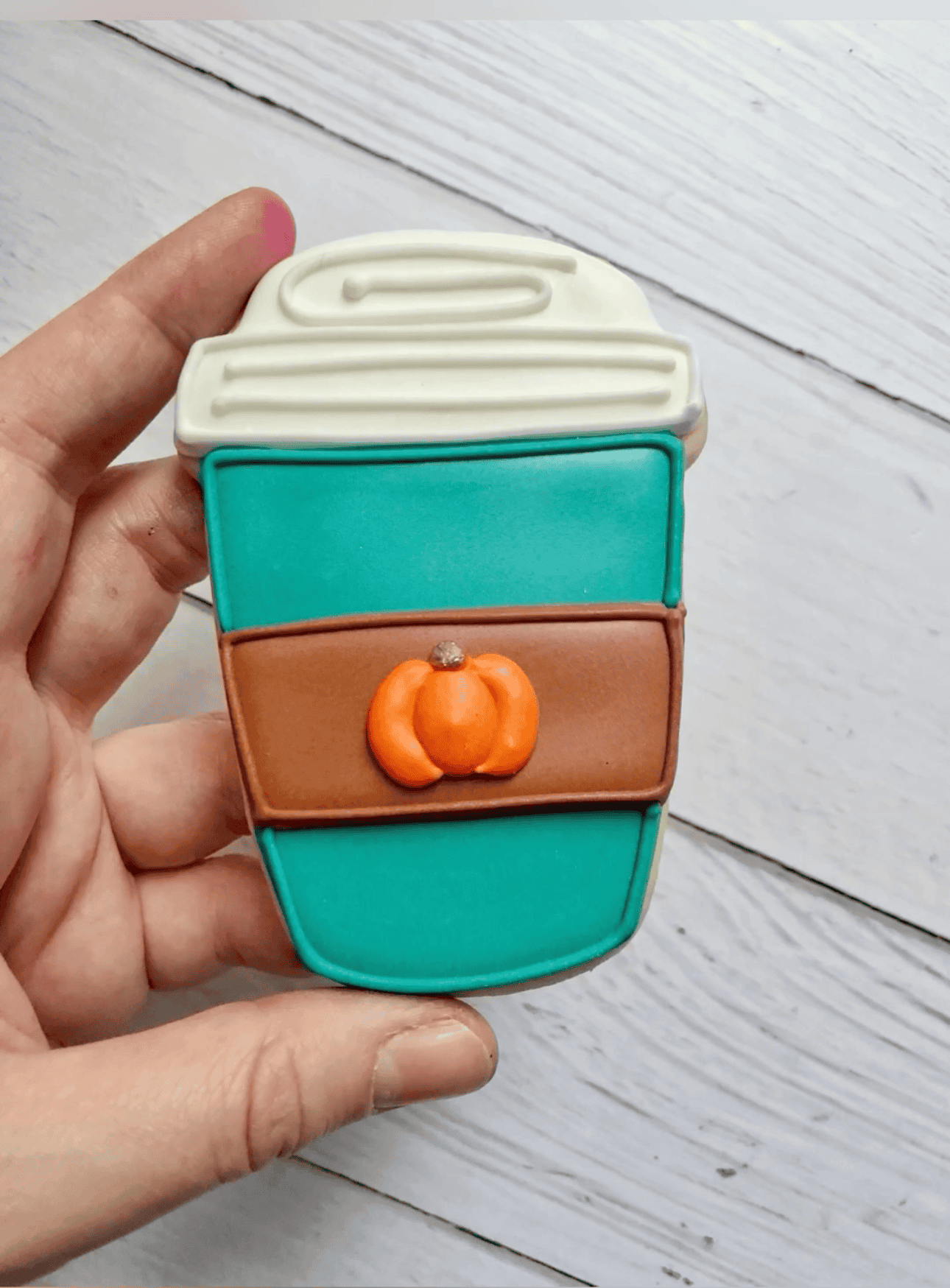 coffee cup sugar cookies decorated with royal icing
