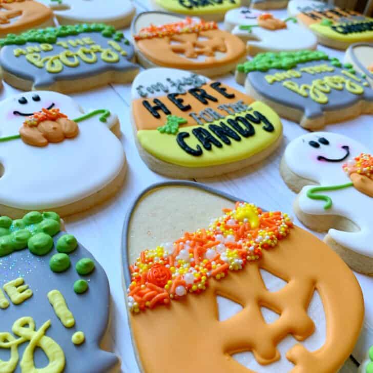 funny Halloween cookies decorated with royal icing
