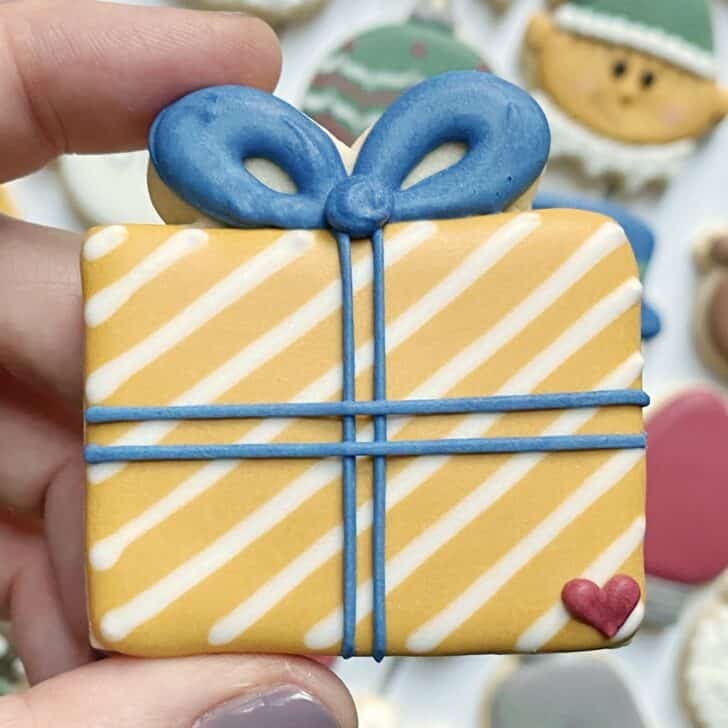 Christmas Present Cookies decorated with royal icing