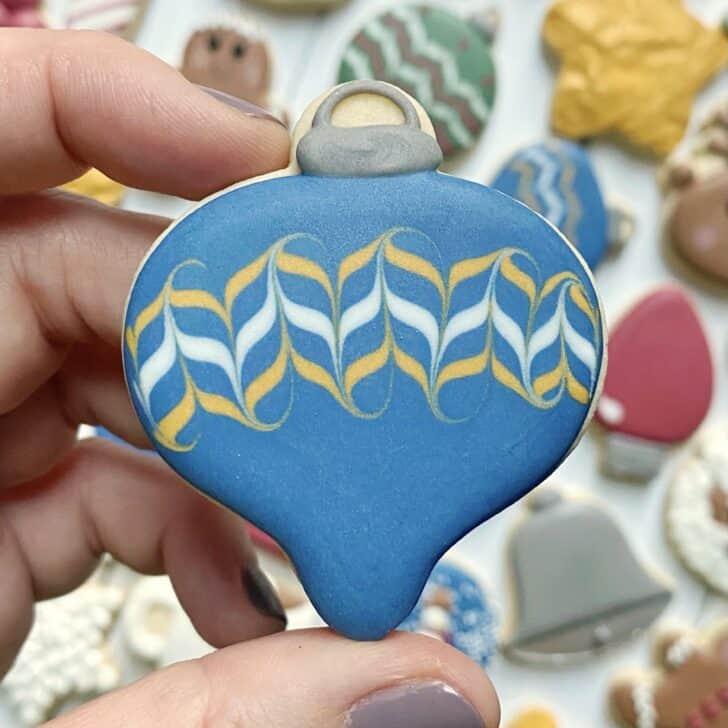 simple ornament cookies decorated with royal icing 