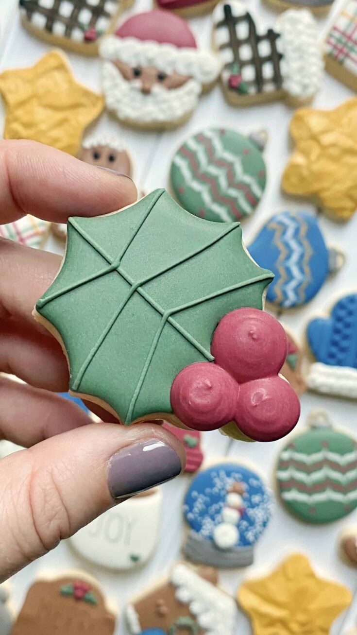 Holly Decorated Cookies