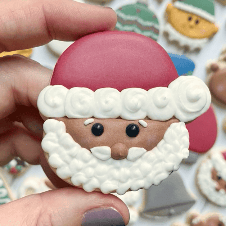 santa cookie decorated with royal icing 