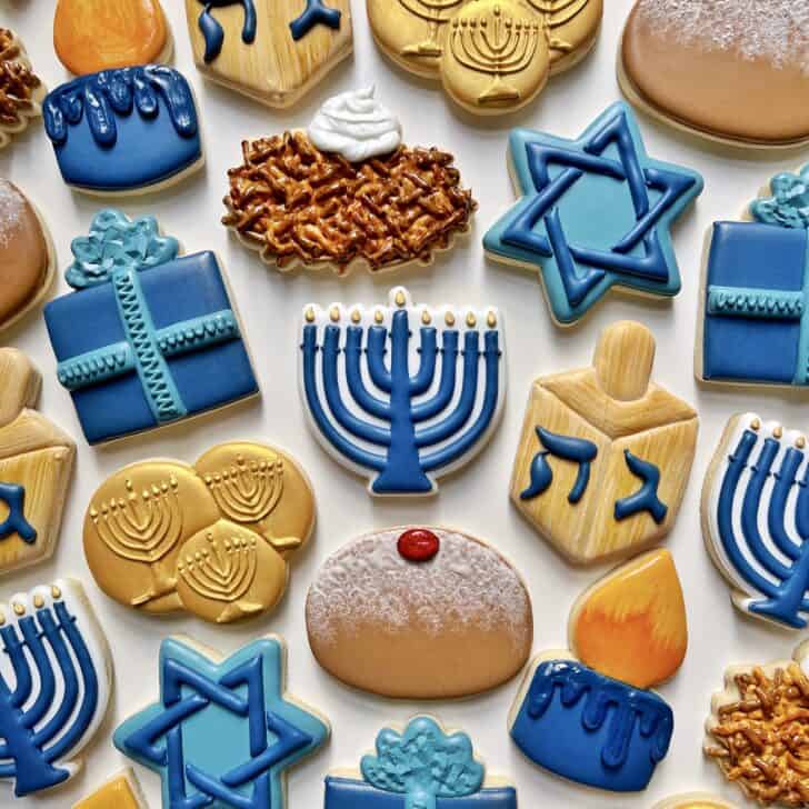 hanukkah cookies decorated with royal icing 