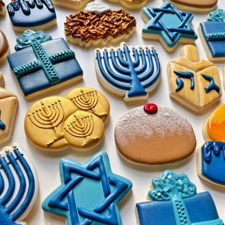 hanukkah cookies decorated with royal icing 