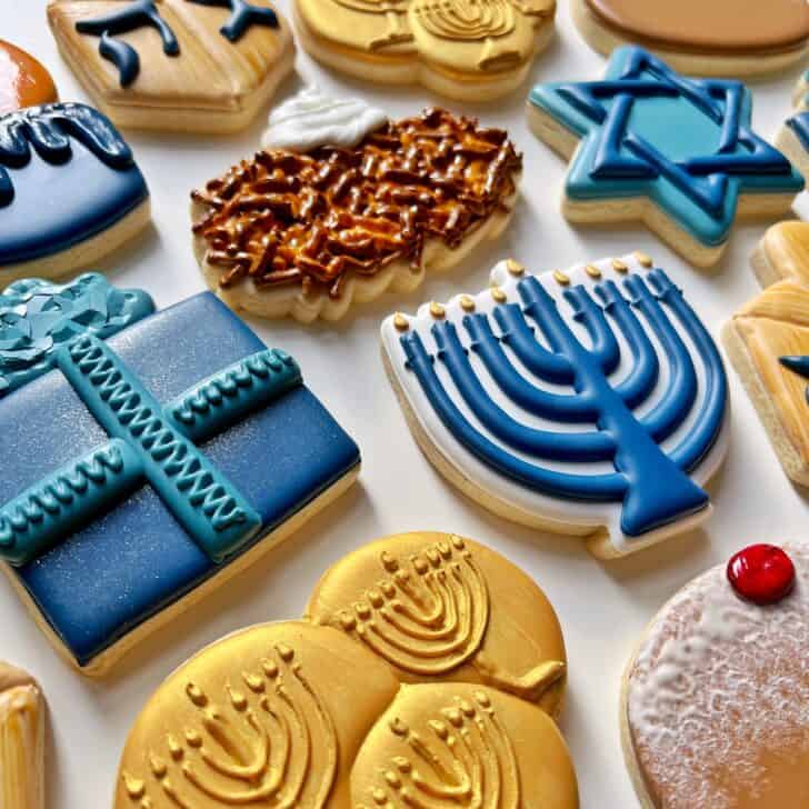hanukkah cookies decorated with royal icing 