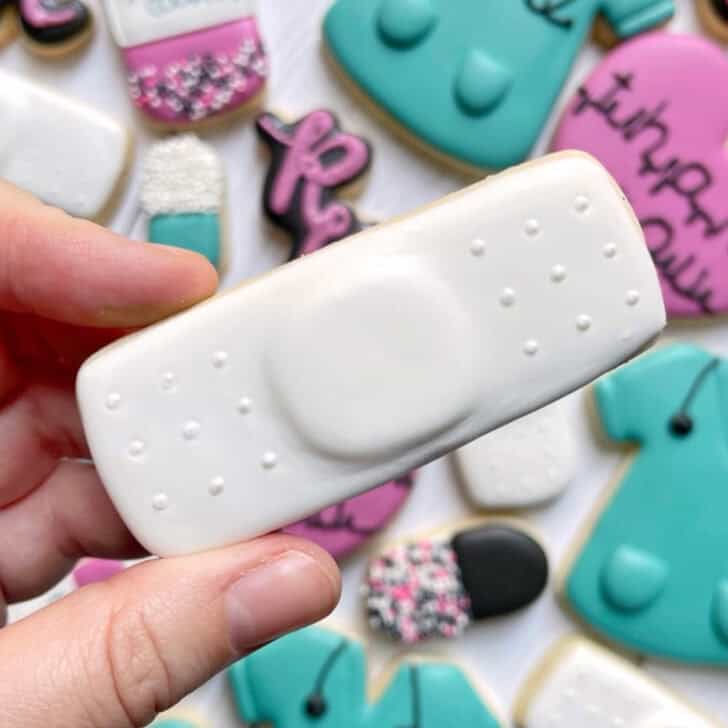 band aid cookies decorated with royal icing